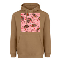Toasted Coconut valentines day strawberries in cream seamless pattern Heavyweight Hoodie - BundleAndBundleShop