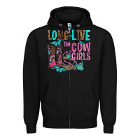 Black long live the cowgirls olivia Zipper Hoodie - OliviaCreatesArt