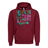 Burgundy long live the cowgirls olivia Zipper Hoodie - OliviaCreatesArt