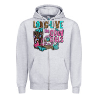 Heather Grey long live the cowgirls olivia Zipper Hoodie - OliviaCreatesArt