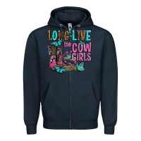 Navy long live the cowgirls olivia Zipper Hoodie - OliviaCreatesArt