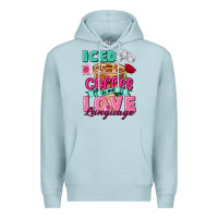 Blue Mist Iced Coffee is my love language Valentine's Day Premium Hoodie - FaDigitalArtStudio
