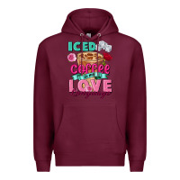 Burgundy Iced Coffee is my love language Valentine's Day Premium Hoodie - FaDigitalArtStudio