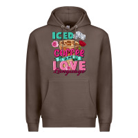 Coffee Iced Coffee is my love language Valentine's Day Premium Hoodie - FaDigitalArtStudio