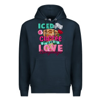 Navy Iced Coffee is my love language Valentine's Day Premium Hoodie - FaDigitalArtStudio