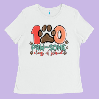 100 Pawsome Days Of School Ladies Tee Designed By Maliassmallbusiness