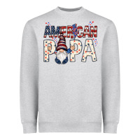 Heather Grey American papa with gnome 4th of july Heavyweight Sweatshirt - HowdyJamesFarm