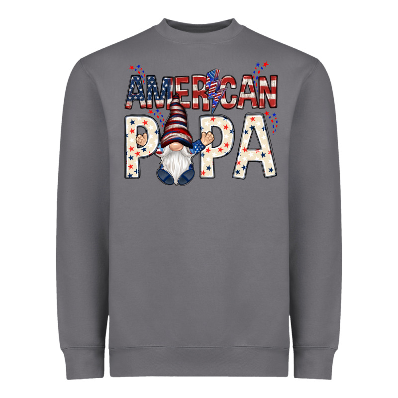 American Papa With Gnome 4th Of July Heavyweight Sweatshirt by HowdyJamesFarm | Teevron
