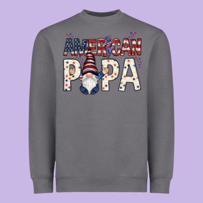 American Papa With Gnome 4th Of July Heavyweight Sweatshirt Designed By Howdyjamesfarm