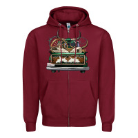 Burgundy cowhide and hunter truck olivia Zipper Hoodie - OliviaCreatesArt