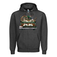 Charcoal Heather cowhide and hunter truck olivia Zipper Hoodie - OliviaCreatesArt