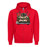 Red cowhide and hunter truck olivia Zipper Hoodie - OliviaCreatesArt