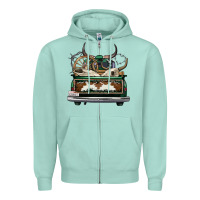 Seafoam cowhide and hunter truck olivia Zipper Hoodie - OliviaCreatesArt