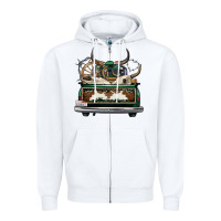 White cowhide and hunter truck olivia Zipper Hoodie - OliviaCreatesArt