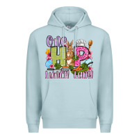 Blue Mist Easter Day One hip Lunch Lady Premium Hoodie - OliviaCreatesArt