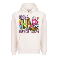 Pale Pink Easter Day One hip Lunch Lady Premium Hoodie - OliviaCreatesArt