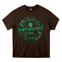 Chocolate Brown prone to shenanigans and malarkey Heavy Core Tee - MaliasSmallBusiness