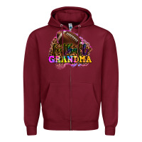 Burgundy football grandma Zipper Hoodie - OliviaCreatesArt
