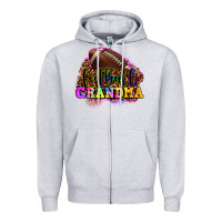 Heather Grey football grandma Zipper Hoodie - OliviaCreatesArt