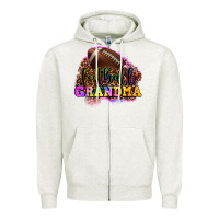 Oatmeal Heather football grandma Zipper Hoodie - OliviaCreatesArt