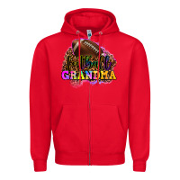 Red football grandma Zipper Hoodie - OliviaCreatesArt