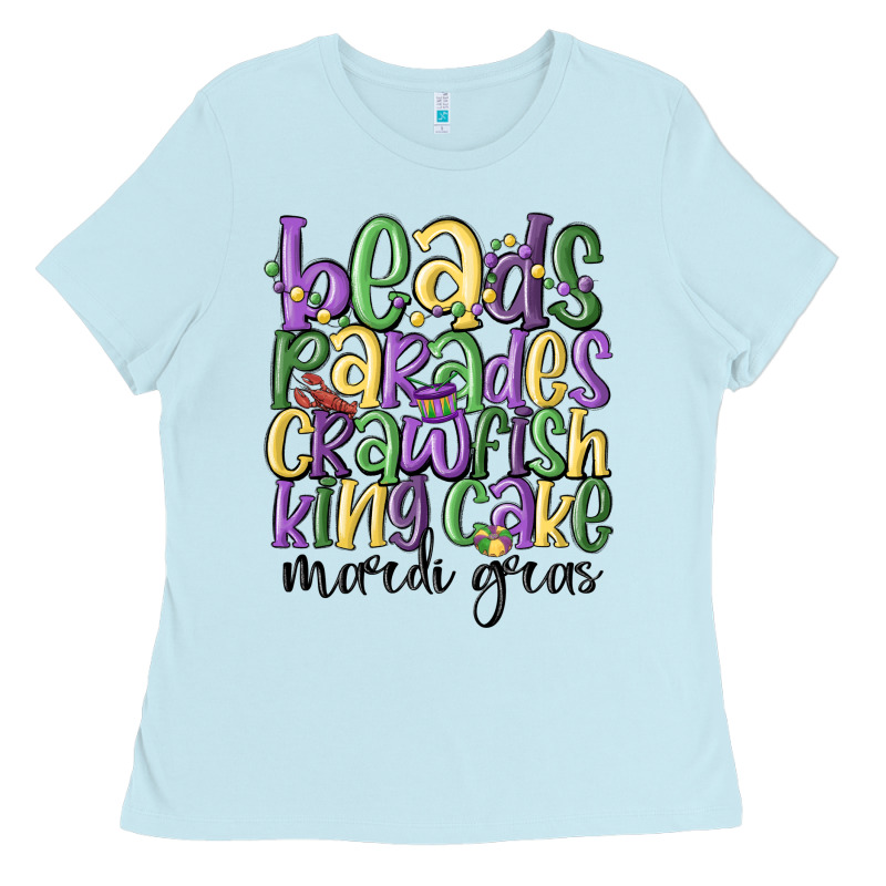 Beads Parades Crawfish King Cake Mardi Gras Ladies Tee by MaliasSmallBusiness | Teevron