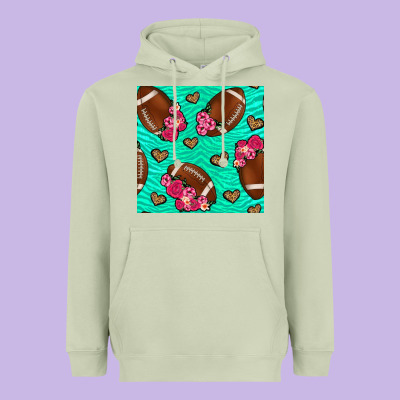 American Football Roses And Hearts Seamless Pattern Heavyweight Hoodie Designed By Bundleandbundleshop
