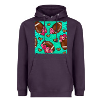 Plum american football roses and hearts seamless pattern Heavyweight Hoodie - BundleAndBundleShop