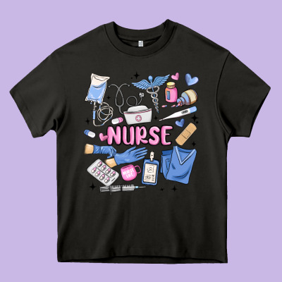 Can't Talk Right Now Doing Nurse Stuff Heavy Core Tee Designed By Maliassmallbusiness