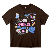 Chocolate Brown can't talk right now doing nurse stuff Heavy Core Tee - MaliasSmallBusiness