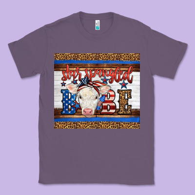 4th Of July Western Star Spangled Baby Cow Classic Tee Designed By Lillyallendesigns