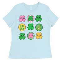 Baby Blue st.patrick's day clovers Ladies Tee - MaliasSmallBusiness