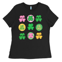 Black st.patrick's day clovers Ladies Tee - MaliasSmallBusiness