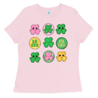 Bubblegum Pink st.patrick's day clovers Ladies Tee - MaliasSmallBusiness