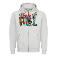 Dove Grey teacher fuel Zipper Hoodie - OliviaCreatesArt
