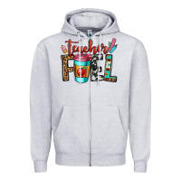 Heather Grey teacher fuel Zipper Hoodie - OliviaCreatesArt