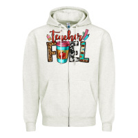 Oatmeal Heather teacher fuel Zipper Hoodie - OliviaCreatesArt