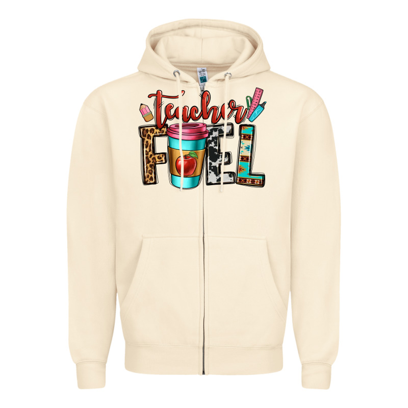 Teacher Fuel Zipper Hoodie by OliviaCreatesArt | Teevron