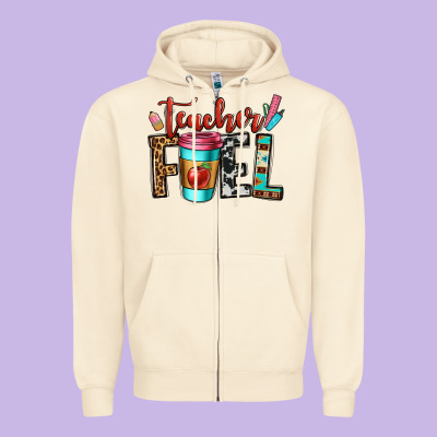 Teacher Fuel Zipper Hoodie Designed By Oliviacreatesart