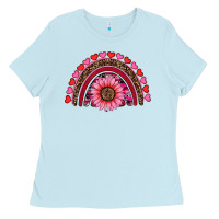 Baby Blue valentine's day sunflower rainbow Ladies Tee - RanaPortraitStore