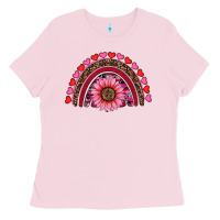 Bubblegum Pink valentine's day sunflower rainbow Ladies Tee - RanaPortraitStore