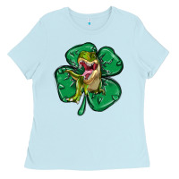 Baby Blue dinosaur st patricks day Ladies Tee - MaliasSmallBusiness