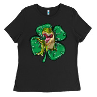 Black dinosaur st patricks day Ladies Tee - MaliasSmallBusiness