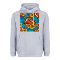 Heather Grey american football with leopard Heavyweight Hoodie - BundleAndBundleShop