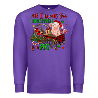 Purple all i want for christmas is a pig Premium Sweatshirt - FaDigitalArtStudio