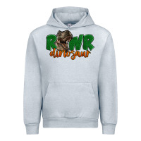 Heather Grey Rawr Dinosaur Urban Hoodie - LillyAllenDesigns