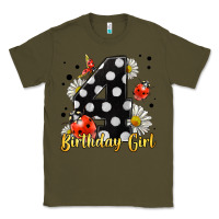 Army Green ladybug birthday girl age 4 Classic Tee - LillyAllenDesigns