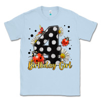 Dusty Blue ladybug birthday girl age 4 Classic Tee - LillyAllenDesigns