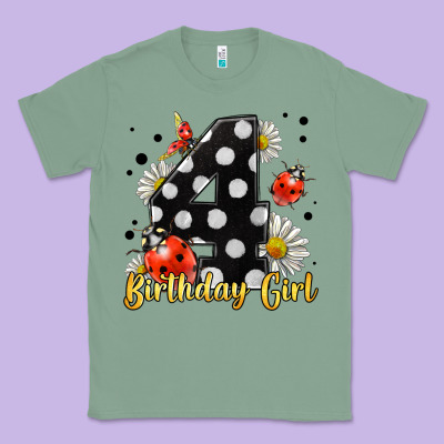 Ladybug Birthday Girl Age 4 Classic Tee Designed By Lillyallendesigns
