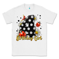 White ladybug birthday girl age 4 Classic Tee - LillyAllenDesigns